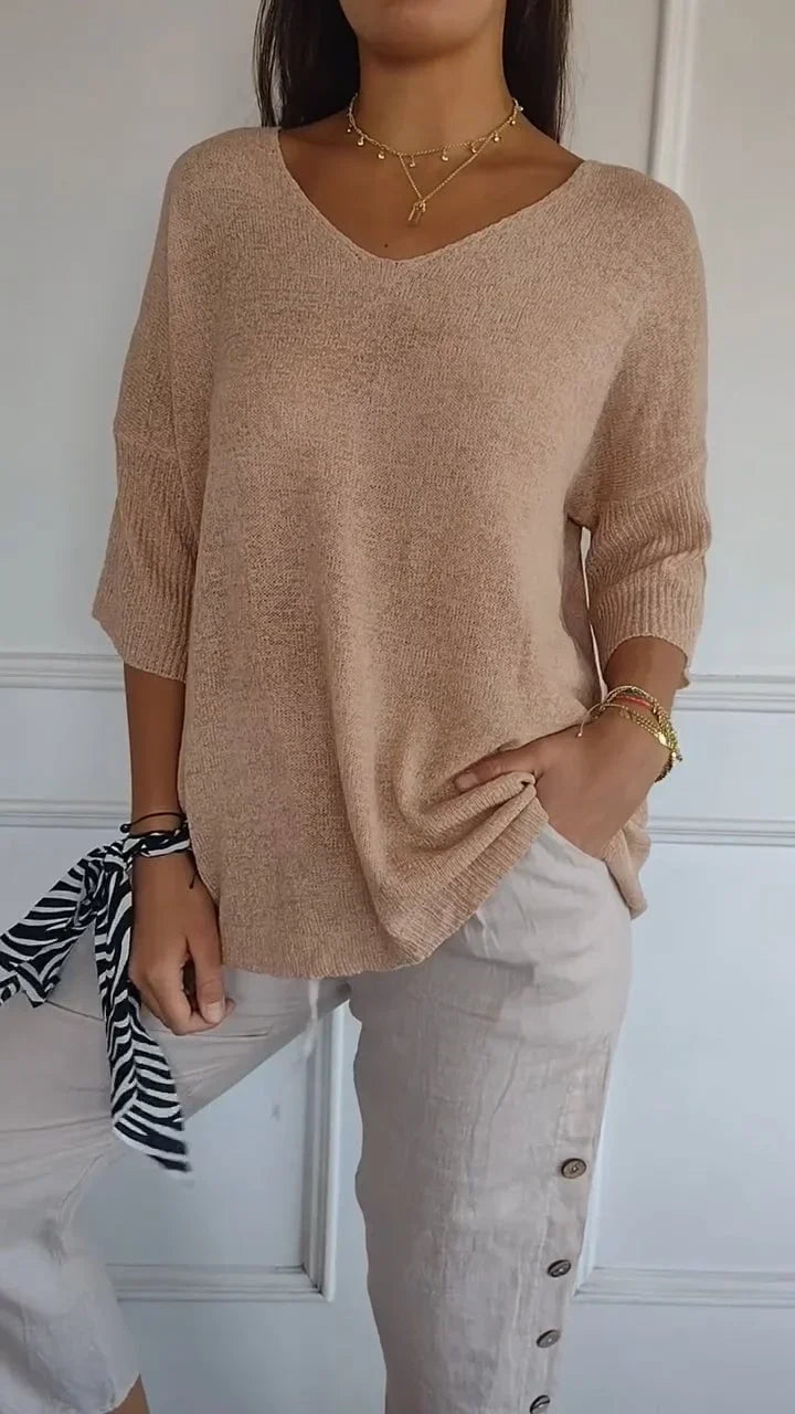 Kit 3 Blusas Luna® Malha Leve – Decote V Elegante