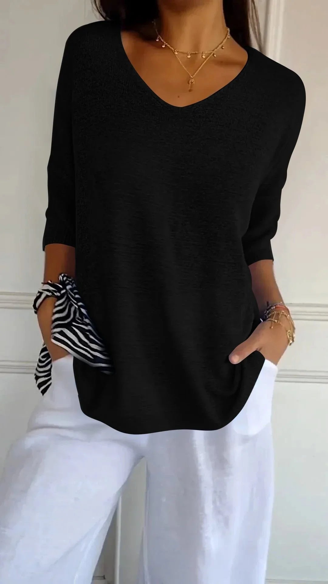 Kit 3 Blusas Luna® Malha Leve – Decote V Elegante