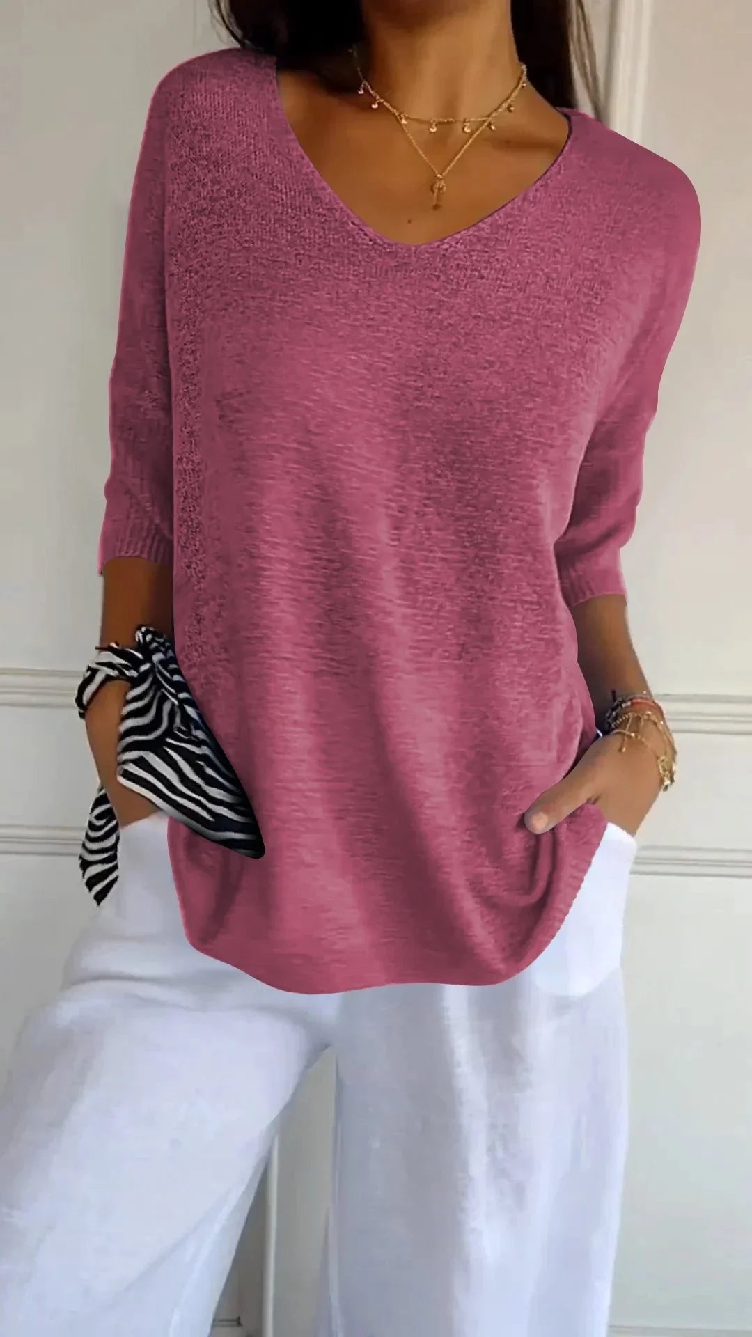 Kit 3 Blusas Luna® Malha Leve – Decote V Elegante