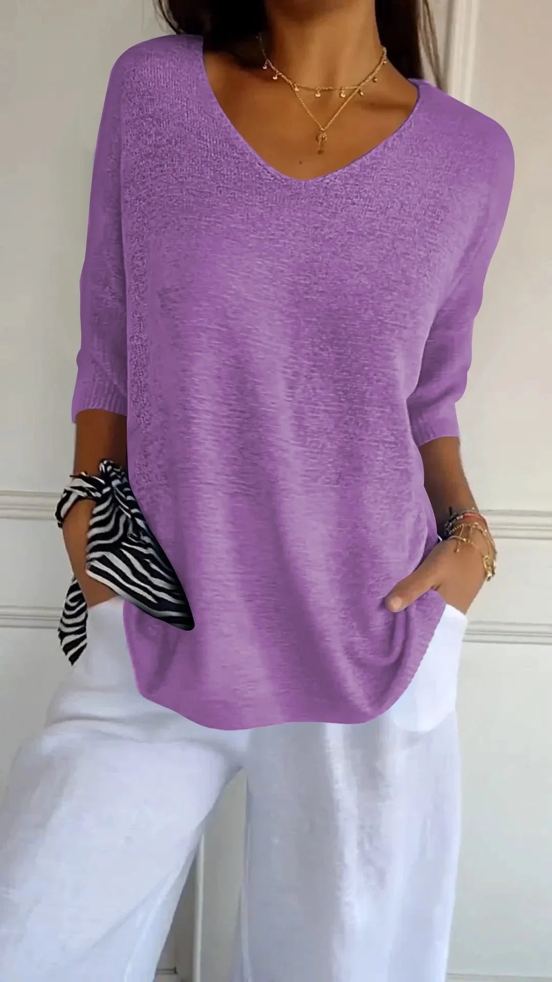 Kit 3 Blusas Luna® Malha Leve – Decote V Elegante
