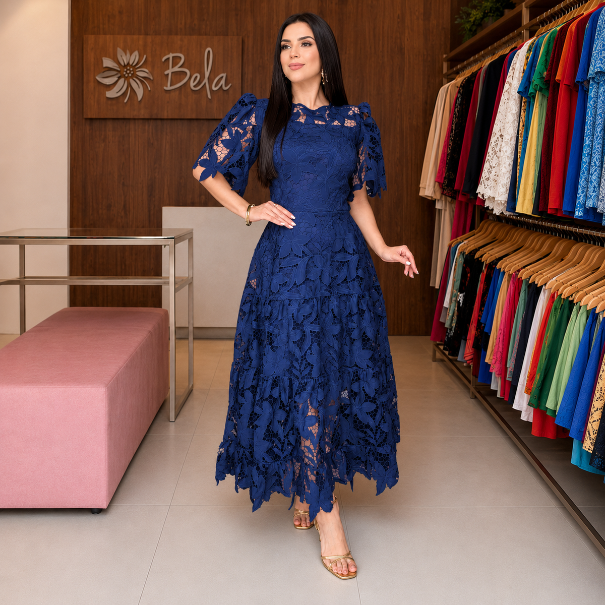 Vestido Feminino de Renda Anaju