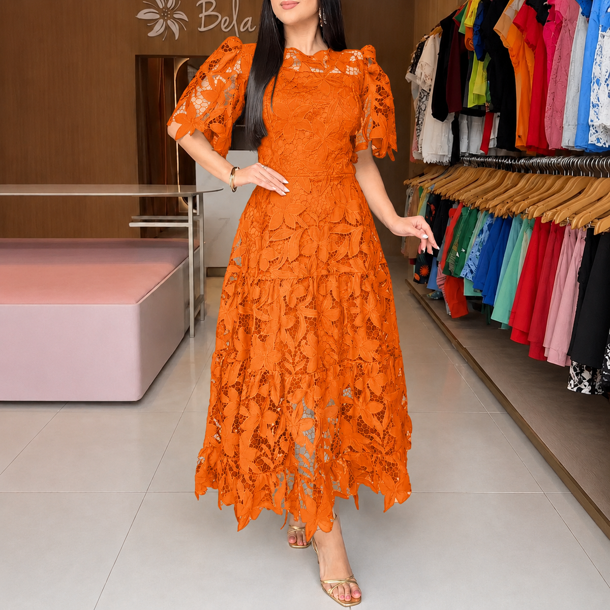 Vestido Feminino de Renda Anaju