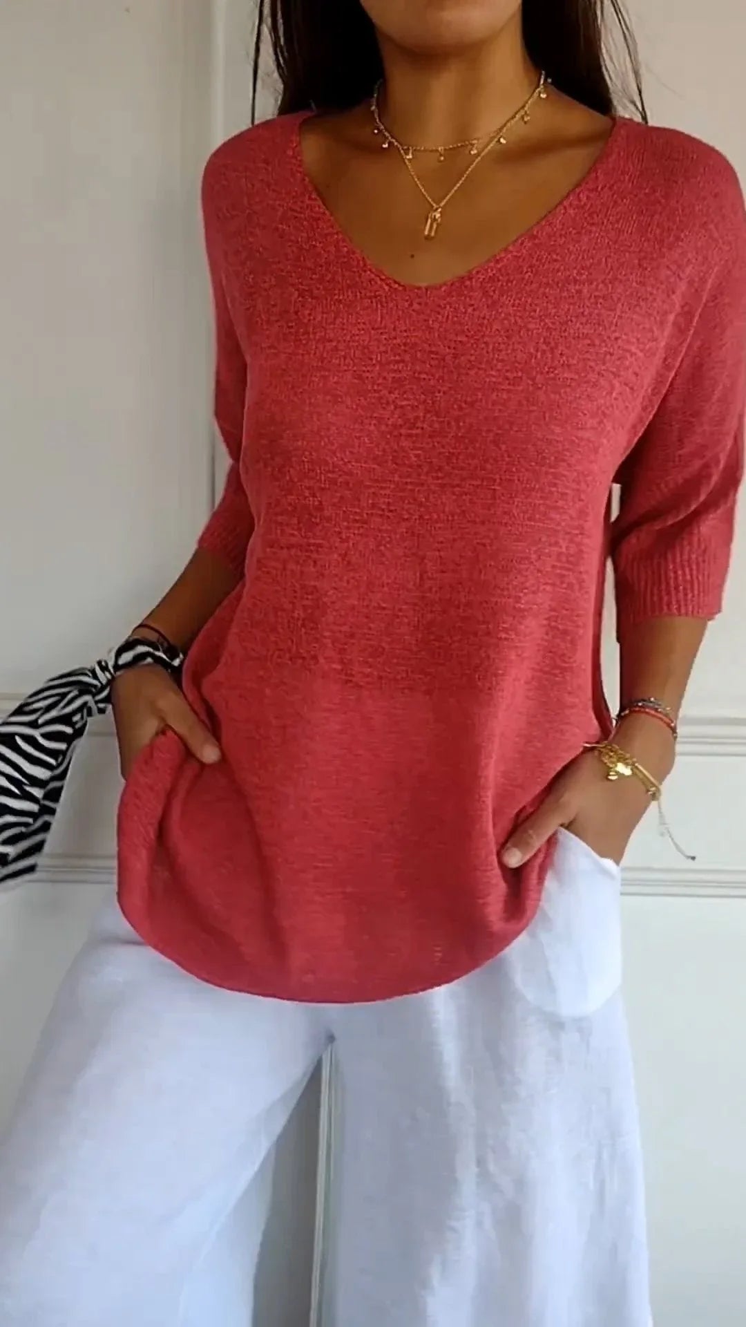 Kit 3 Blusas Luna® Malha Leve – Decote V Elegante